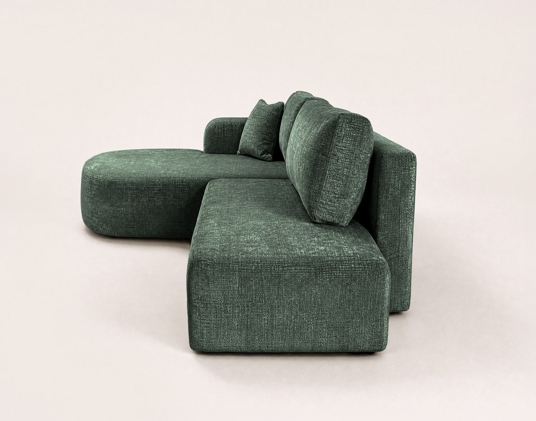 Canapé MIRO d'angle gauche 4 places convertible avec coffre sans accoudoirs en velours texturé | Best Mobilier