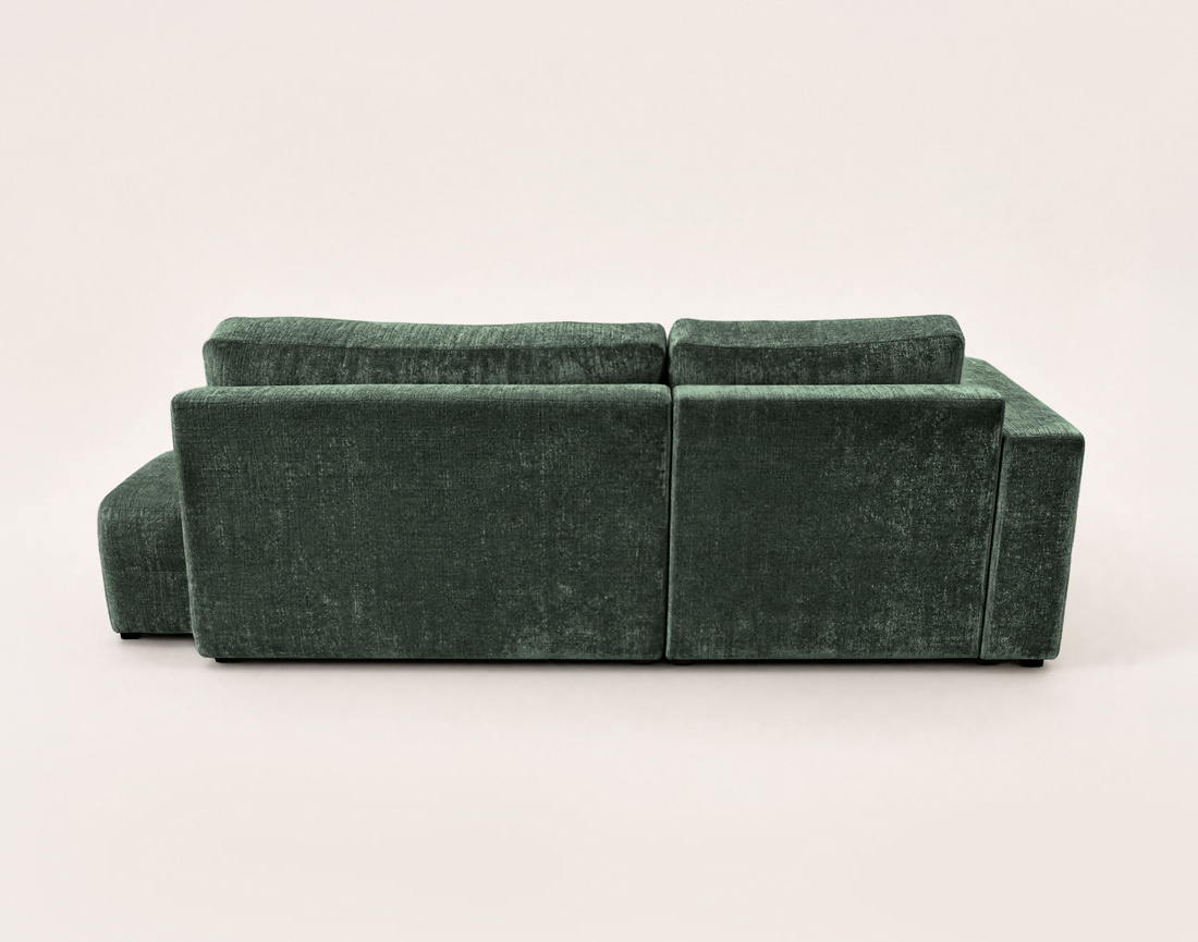 Canapé MIRO d'angle gauche 4 places convertible avec coffre sans accoudoirs en velours texturé | Best Mobilier