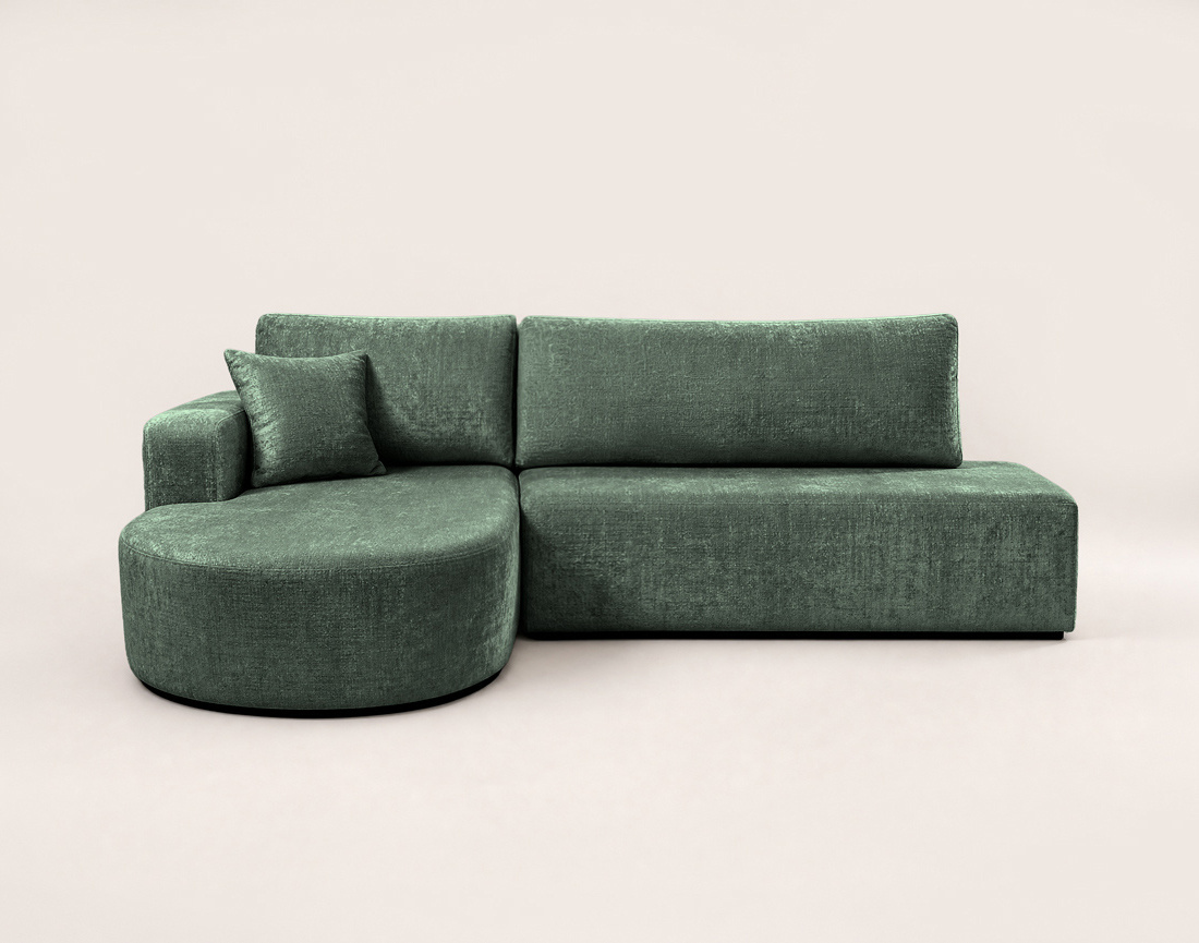 Canapé MIRO d'angle gauche 4 places convertible avec coffre sans accoudoirs en velours texturé | Best Mobilier