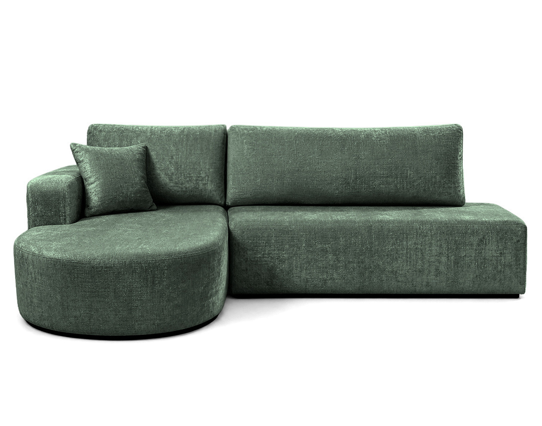 Canapé MIRO d'angle gauche 4 places convertible avec coffre sans accoudoirs en velours texturé | Best Mobilier