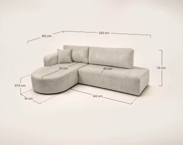 Canapé MIRO d'angle gauche 4 places convertible avec coffre sans accoudoirs en velours texturé | Best Mobilier