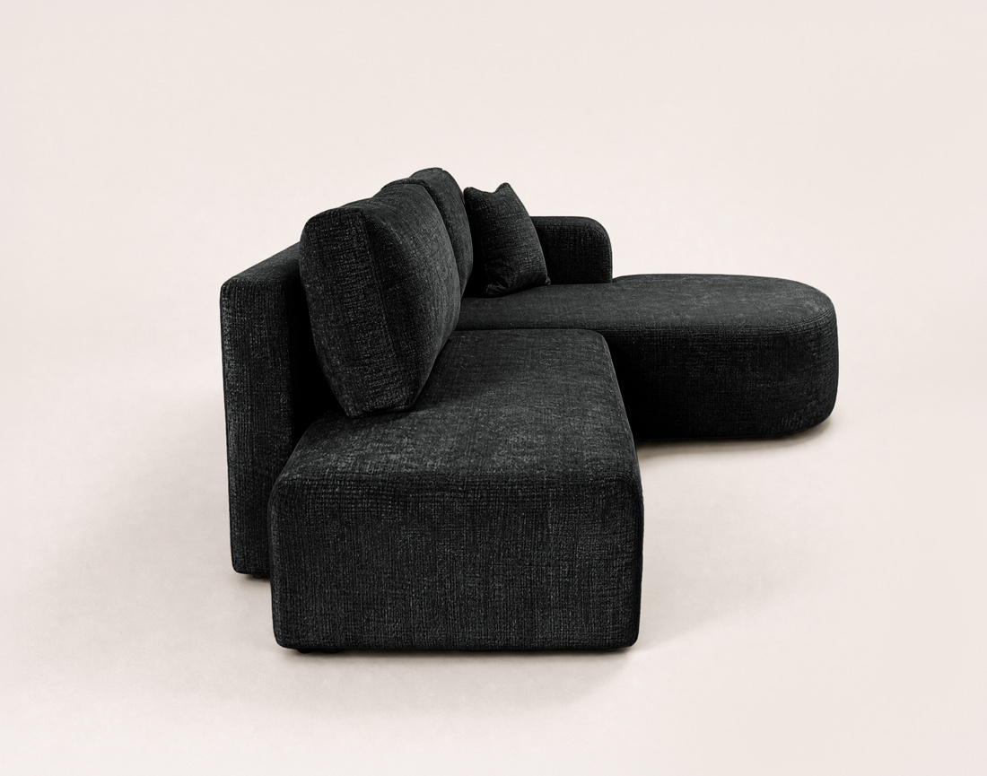 Canapé MIRO d'angle droit 4 places convertible avec coffre sans accoudoirs en velours texturé | Best Mobilier