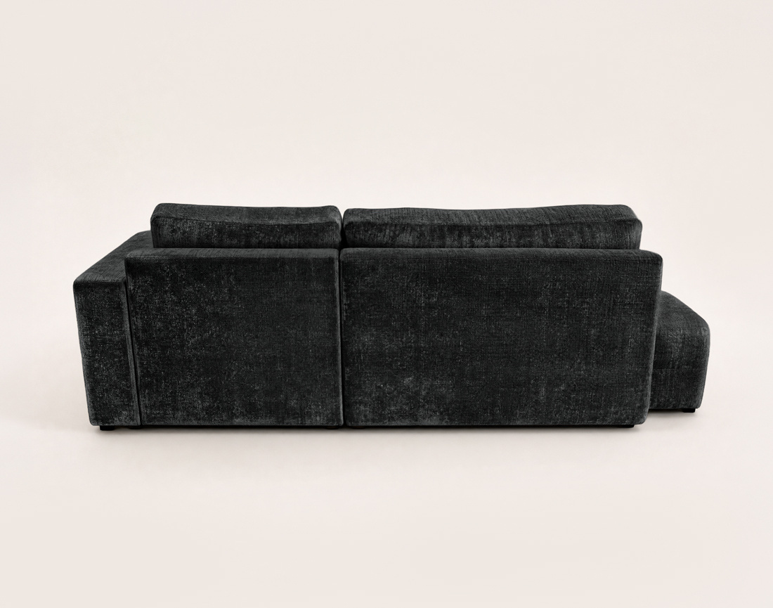 Canapé MIRO d'angle droit 4 places convertible avec coffre sans accoudoirs en velours texturé | Best Mobilier