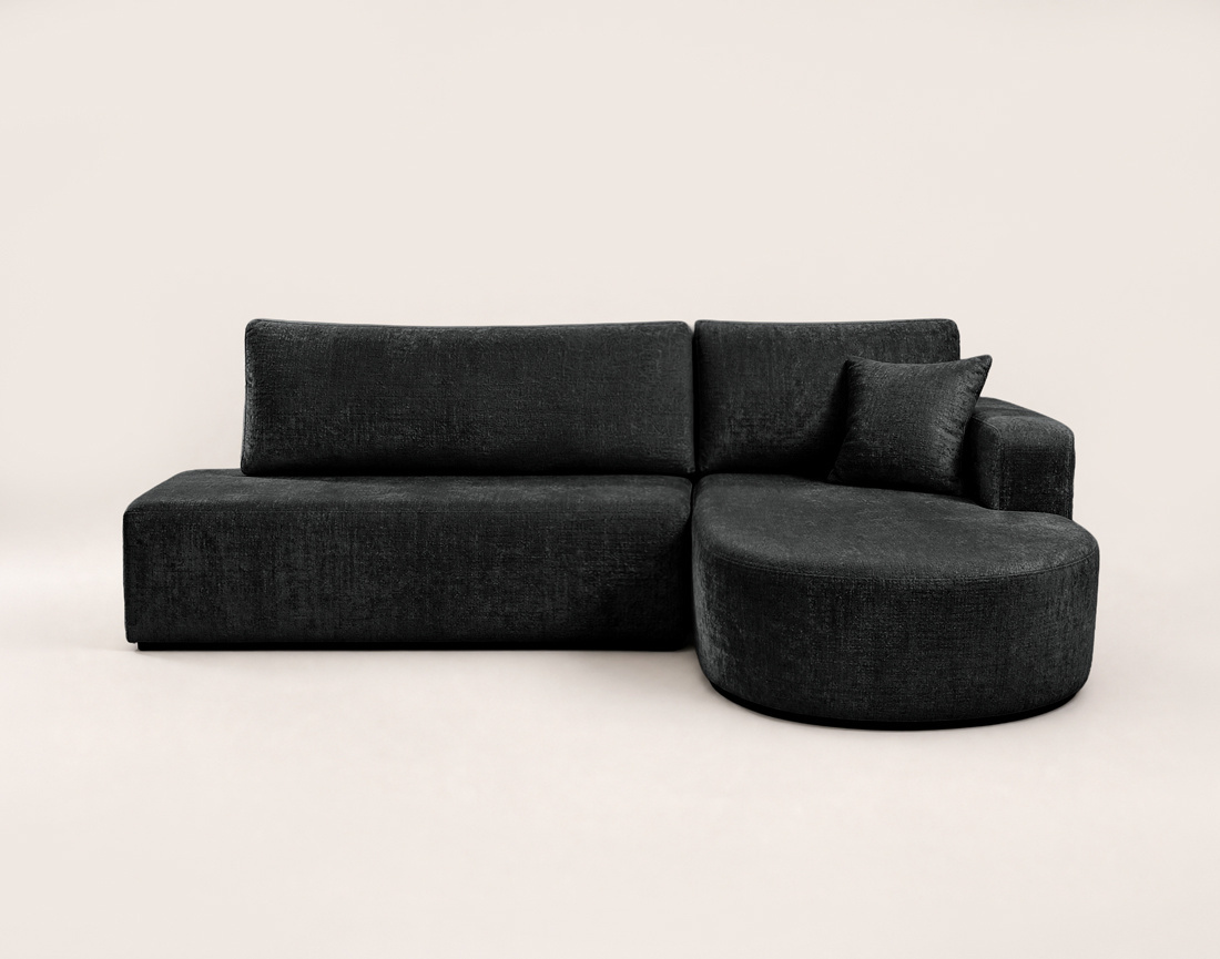 Canapé MIRO d'angle droit 4 places convertible avec coffre sans accoudoirs en velours texturé | Best Mobilier