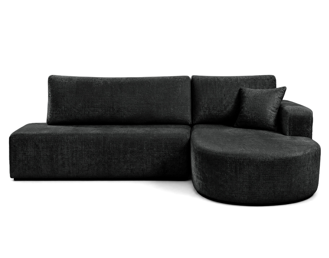 Canapé MIRO d'angle droit 4 places convertible avec coffre sans accoudoirs en velours texturé | Best Mobilier