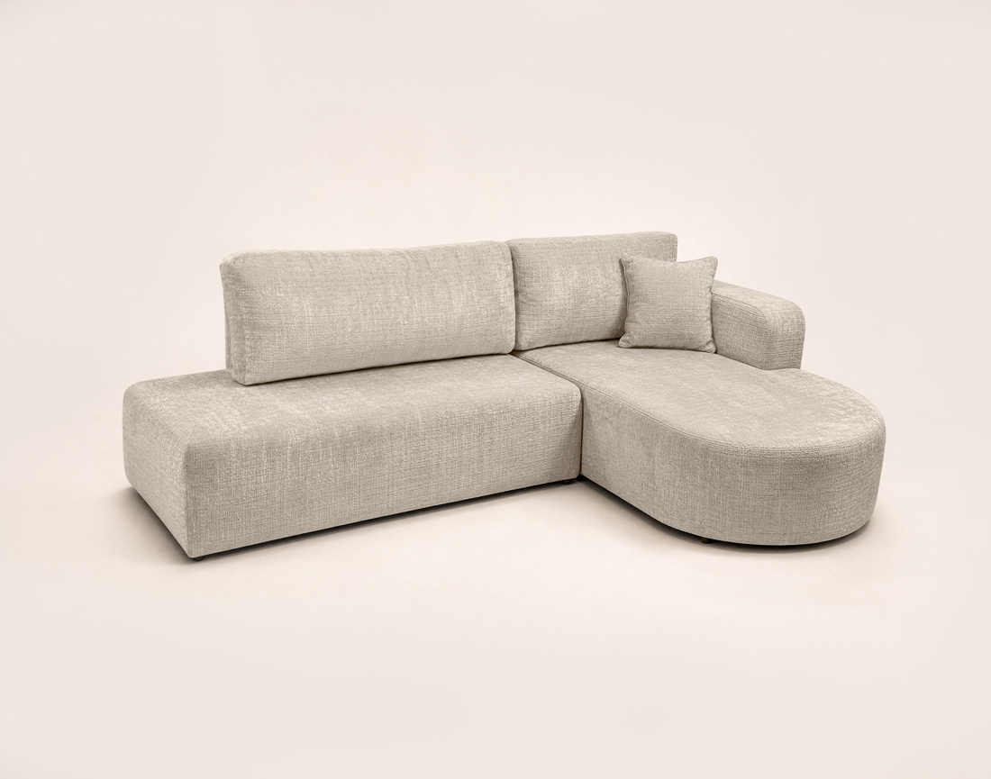 Canapé MIRO d'angle droit 4 places convertible avec coffre sans accoudoirs en velours texturé | Best Mobilier