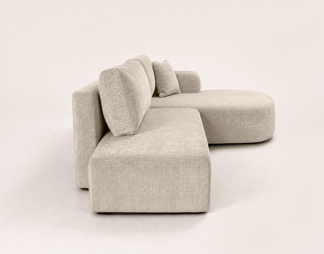 Canapé MIRO d'angle droit 4 places convertible avec coffre sans accoudoirs en velours texturé | Best Mobilier