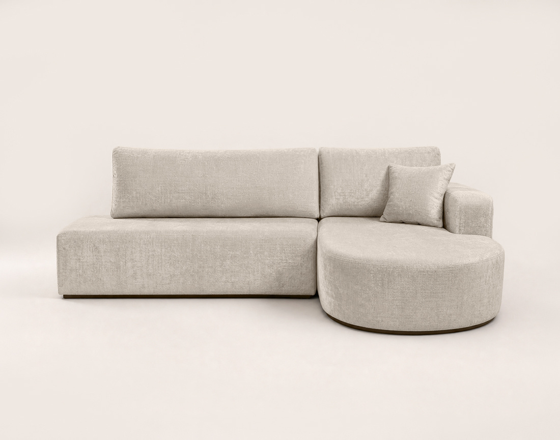 Canapé MIRO d'angle droit 4 places convertible avec coffre sans accoudoirs en velours texturé | Best Mobilier
