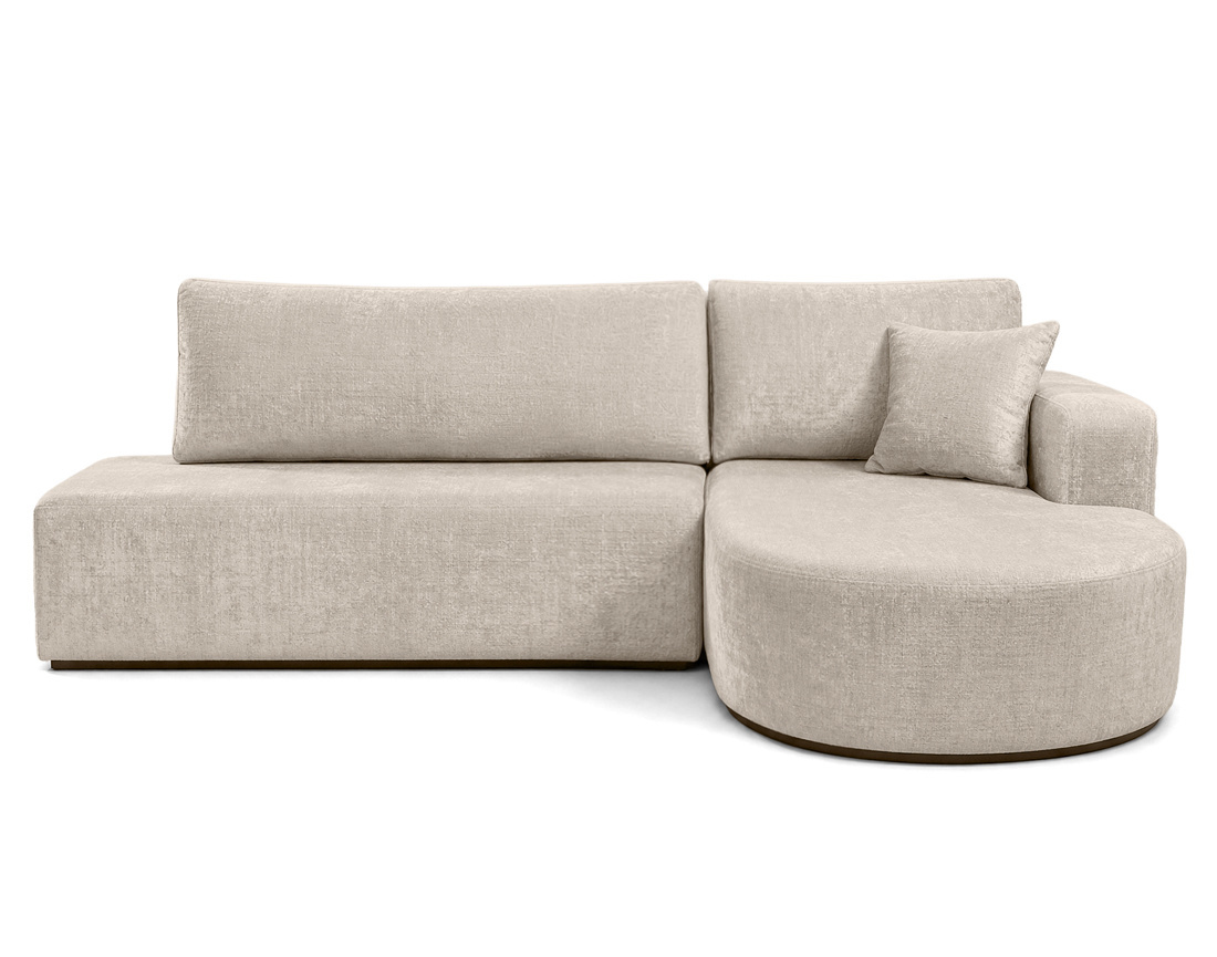 Canapé MIRO d'angle droit 4 places convertible avec coffre sans accoudoirs en velours texturé | Best Mobilier