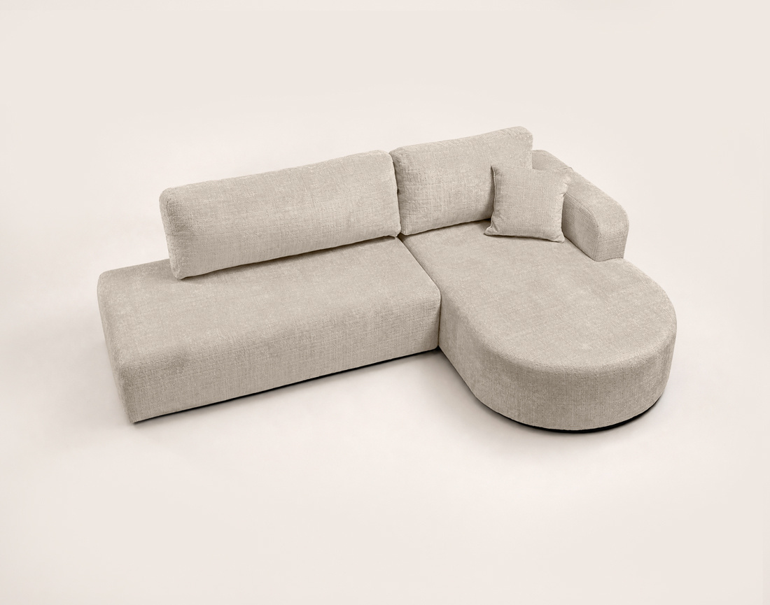 Canapé MIRO d'angle droit 4 places convertible avec coffre sans accoudoirs en velours texturé | Best Mobilier