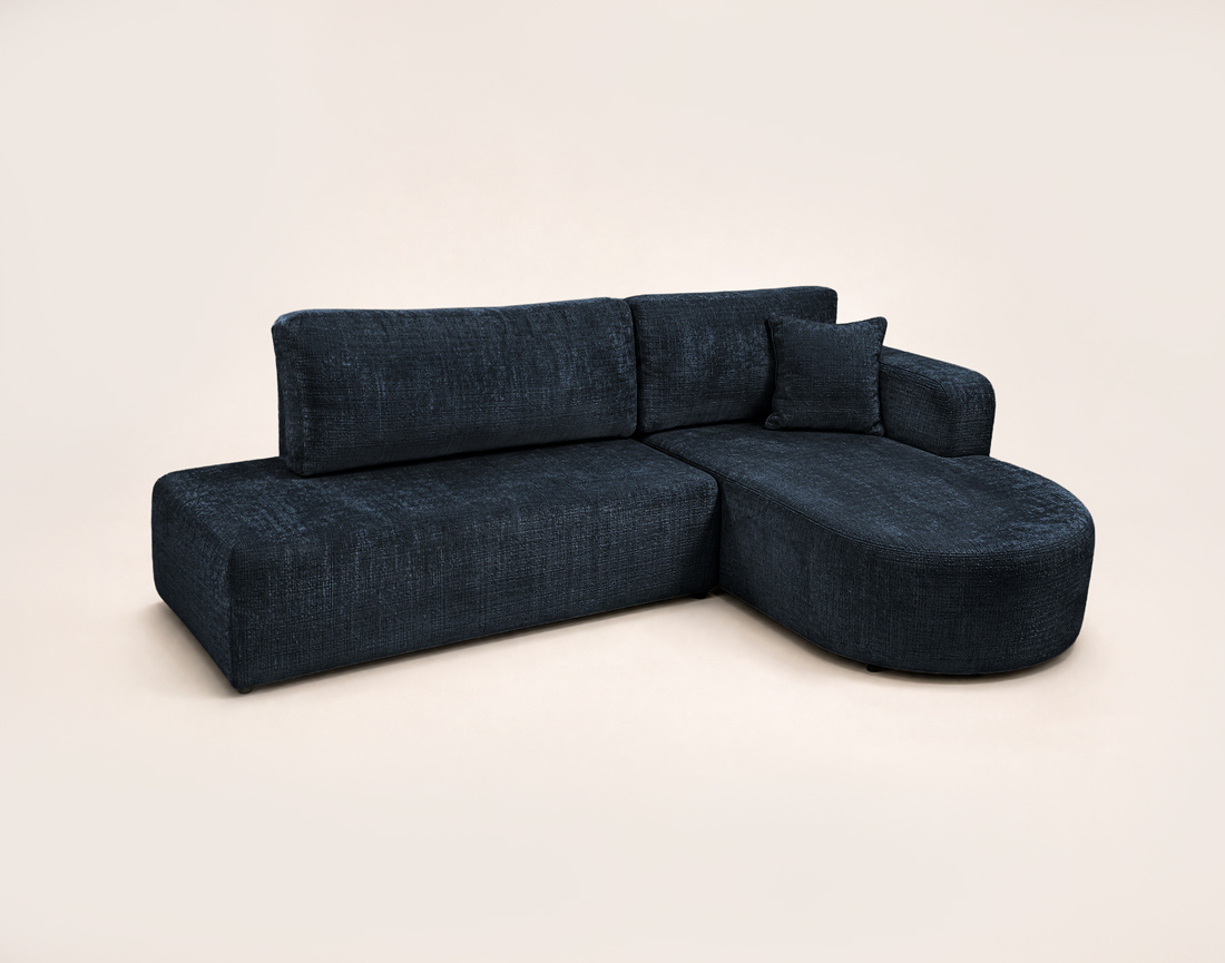Canapé MIRO d'angle droit 4 places convertible avec coffre sans accoudoirs en velours texturé | Best Mobilier