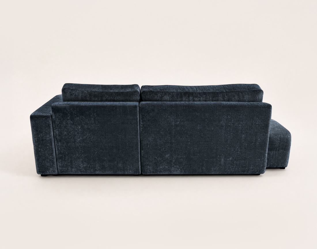 Canapé MIRO d'angle droit 4 places convertible avec coffre sans accoudoirs en velours texturé | Best Mobilier