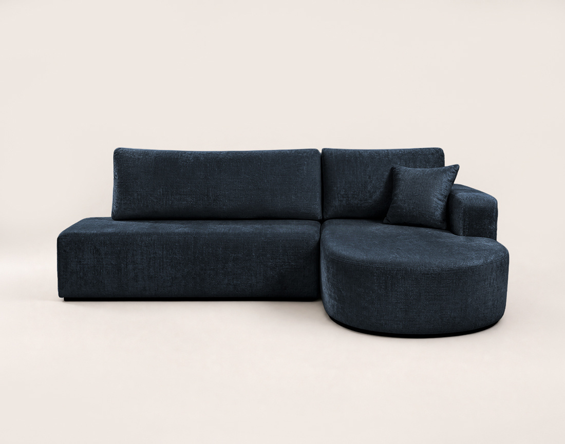 Canapé MIRO d'angle droit 4 places convertible avec coffre sans accoudoirs en velours texturé | Best Mobilier