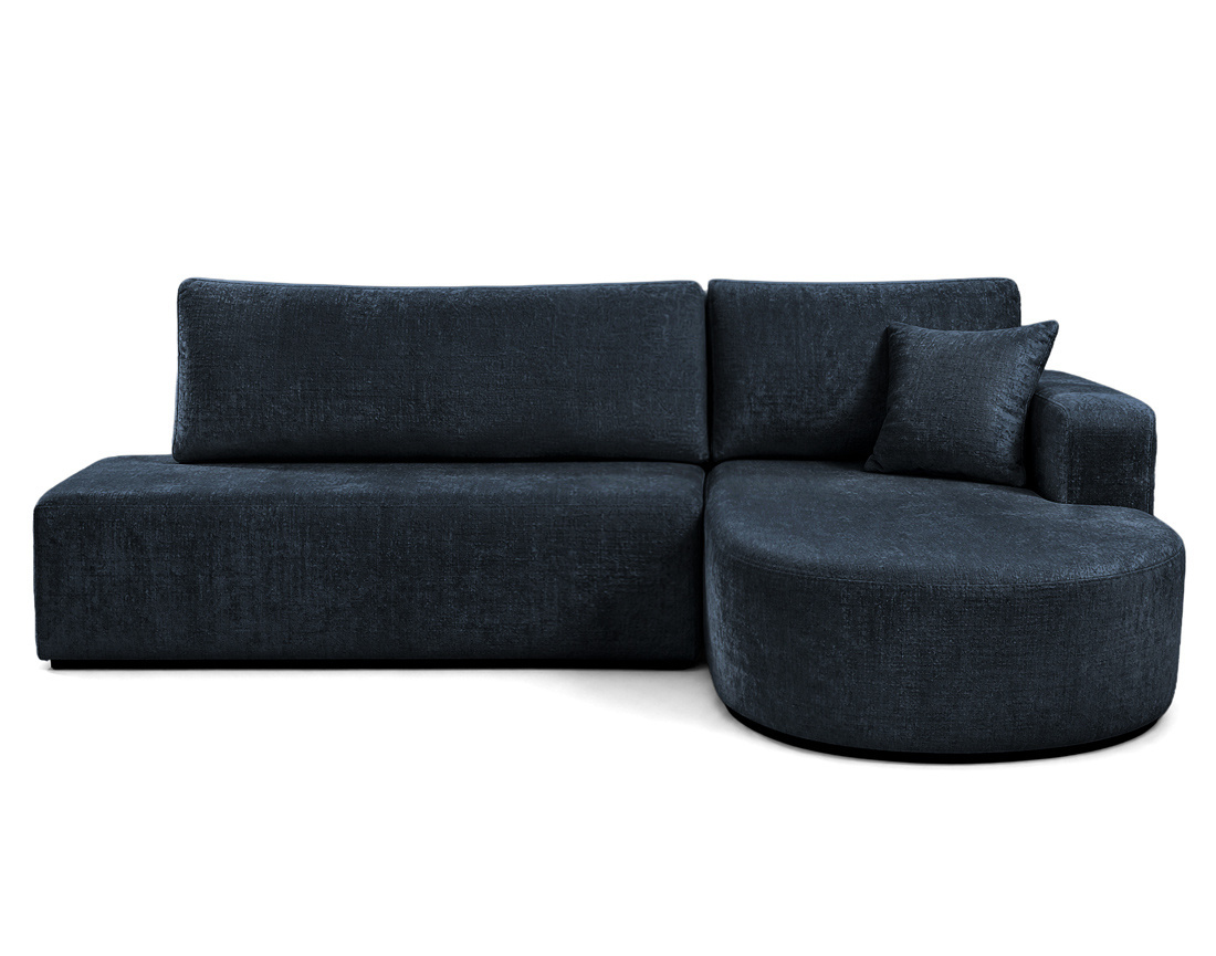 Canapé MIRO d'angle droit 4 places convertible avec coffre sans accoudoirs en velours texturé | Best Mobilier