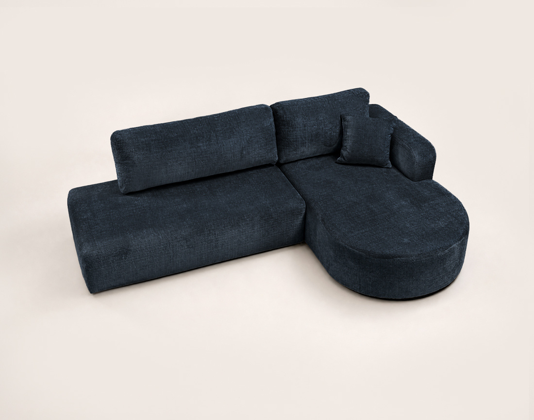 Canapé MIRO d'angle droit 4 places convertible avec coffre sans accoudoirs en velours texturé | Best Mobilier