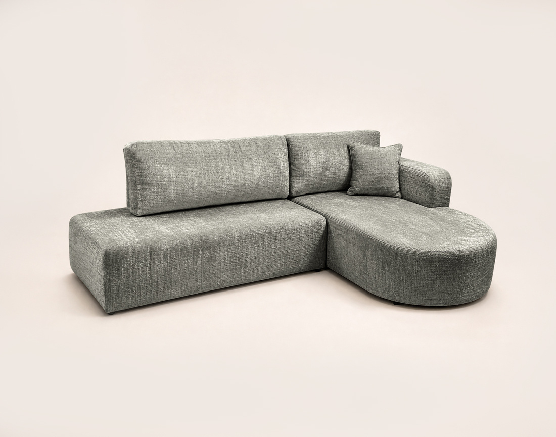 Canapé MIRO d'angle droit 4 places convertible avec coffre sans accoudoirs en velours texturé | Best Mobilier