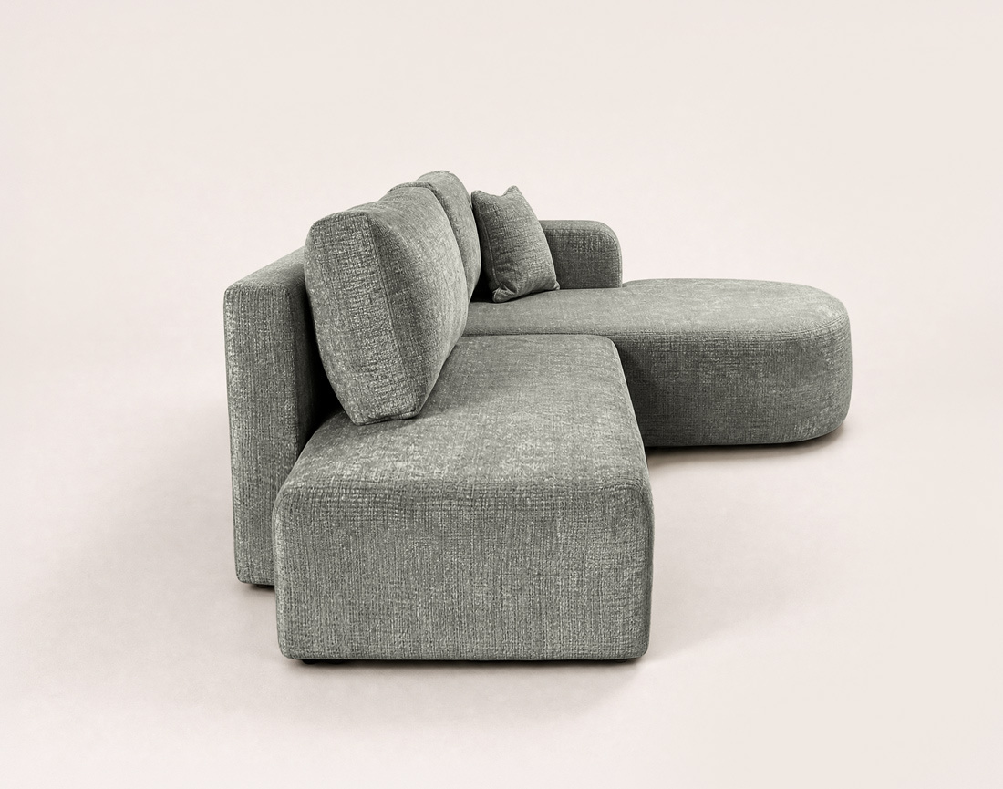 Canapé MIRO d'angle droit 4 places convertible avec coffre sans accoudoirs en velours texturé | Best Mobilier