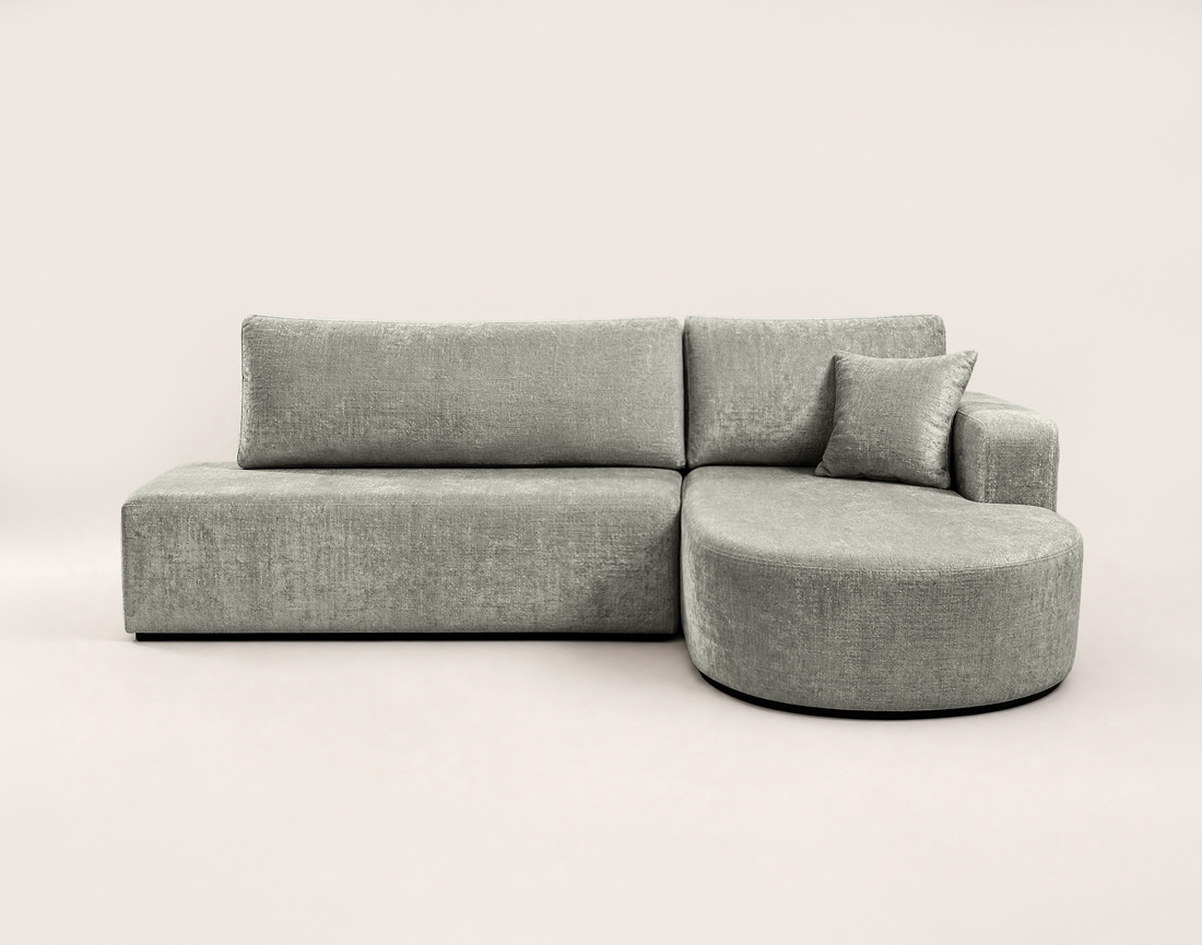Canapé MIRO d'angle droit 4 places convertible avec coffre sans accoudoirs en velours texturé | Best Mobilier