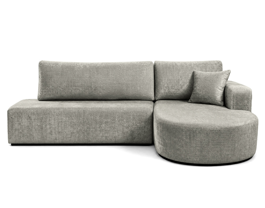 Canapé MIRO d'angle droit 4 places convertible avec coffre sans accoudoirs en velours texturé | Best Mobilier