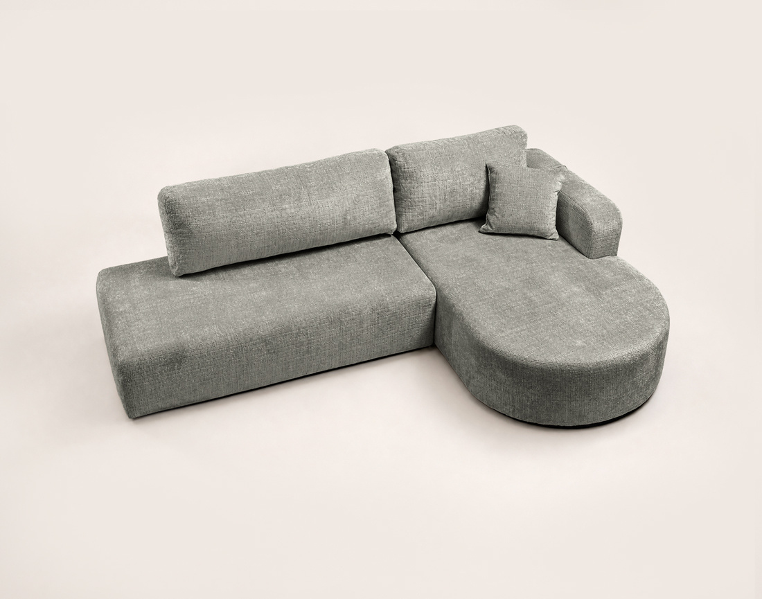 Canapé MIRO d'angle droit 4 places convertible avec coffre sans accoudoirs en velours texturé | Best Mobilier
