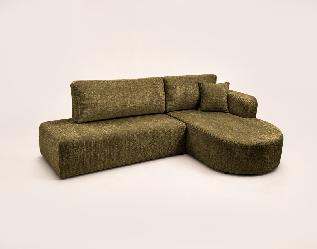 Canapé MIRO d'angle droit 4 places convertible avec coffre sans accoudoirs en velours texturé | Best Mobilier