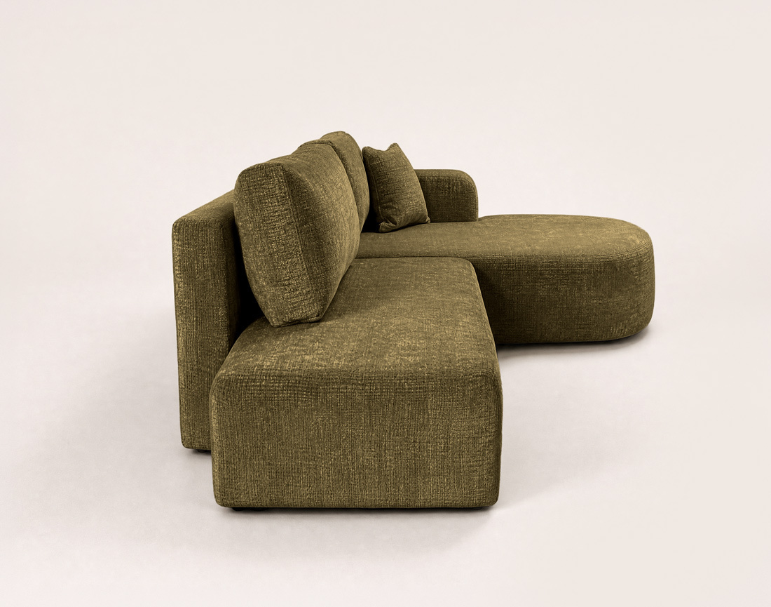 Canapé MIRO d'angle droit 4 places convertible avec coffre sans accoudoirs en velours texturé | Best Mobilier