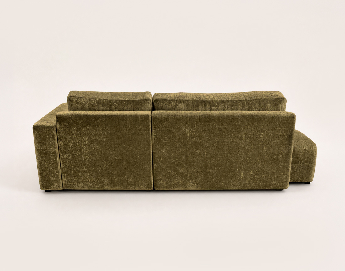 Canapé MIRO d'angle droit 4 places convertible avec coffre sans accoudoirs en velours texturé | Best Mobilier