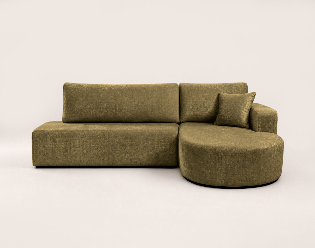 Canapé MIRO d'angle droit 4 places convertible avec coffre sans accoudoirs en velours texturé | Best Mobilier
