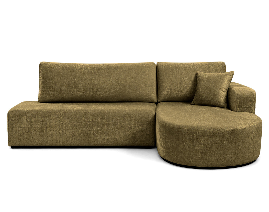 Canapé MIRO d'angle droit 4 places convertible avec coffre sans accoudoirs en velours texturé | Best Mobilier