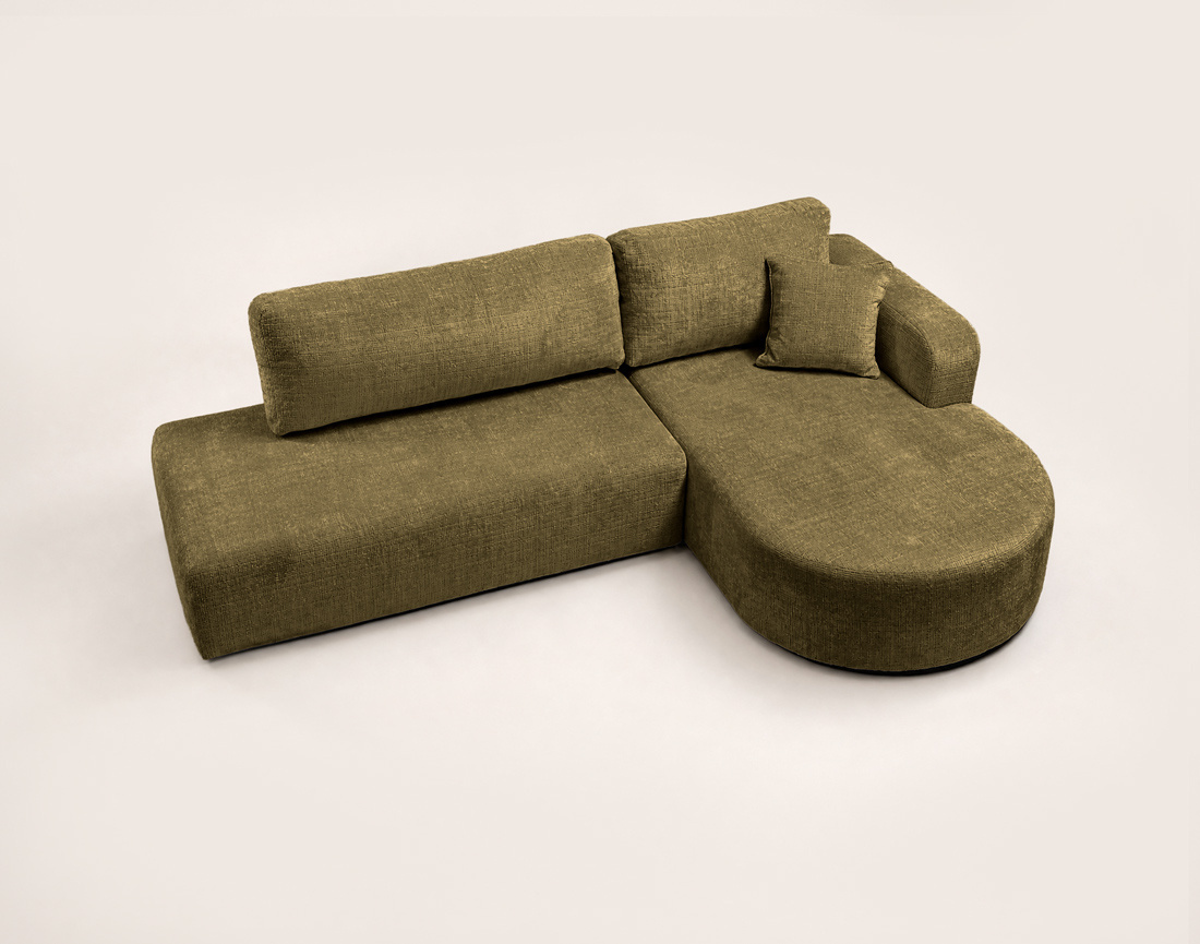 Canapé MIRO d'angle droit 4 places convertible avec coffre sans accoudoirs en velours texturé | Best Mobilier