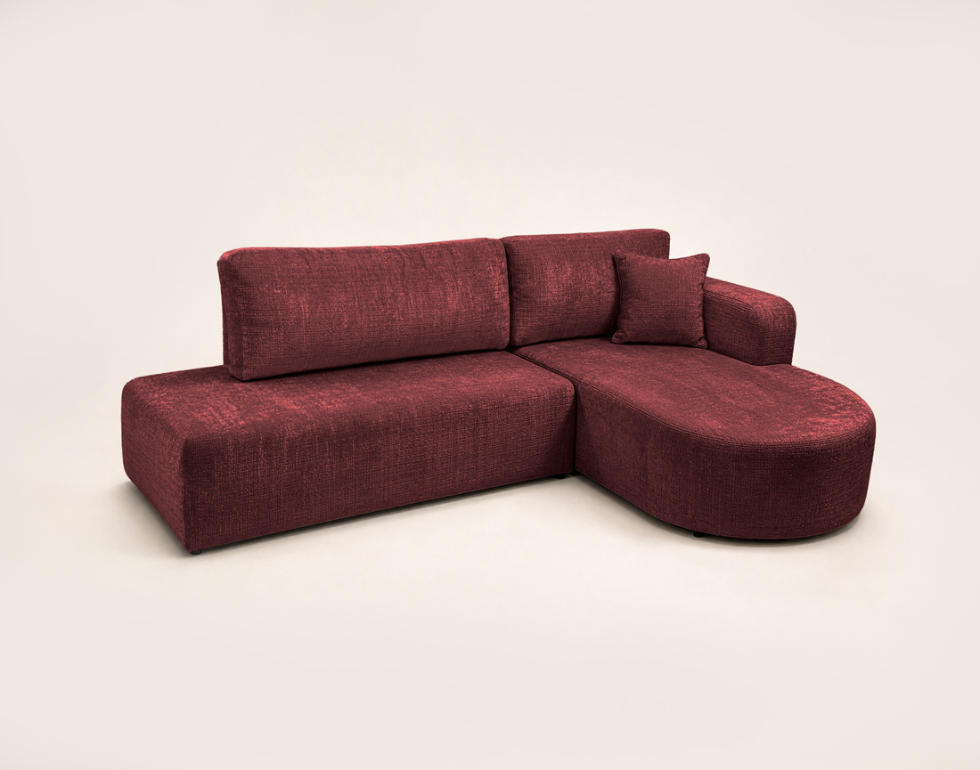 Canapé MIRO d'angle droit 4 places convertible avec coffre sans accoudoirs en velours texturé | Best Mobilier