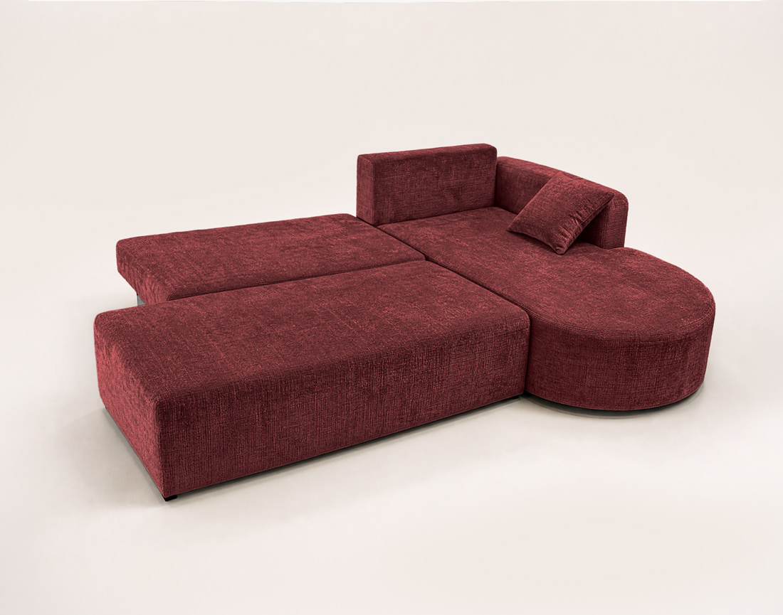 Canapé MIRO d'angle droit 4 places convertible avec coffre sans accoudoirs en velours texturé | Best Mobilier