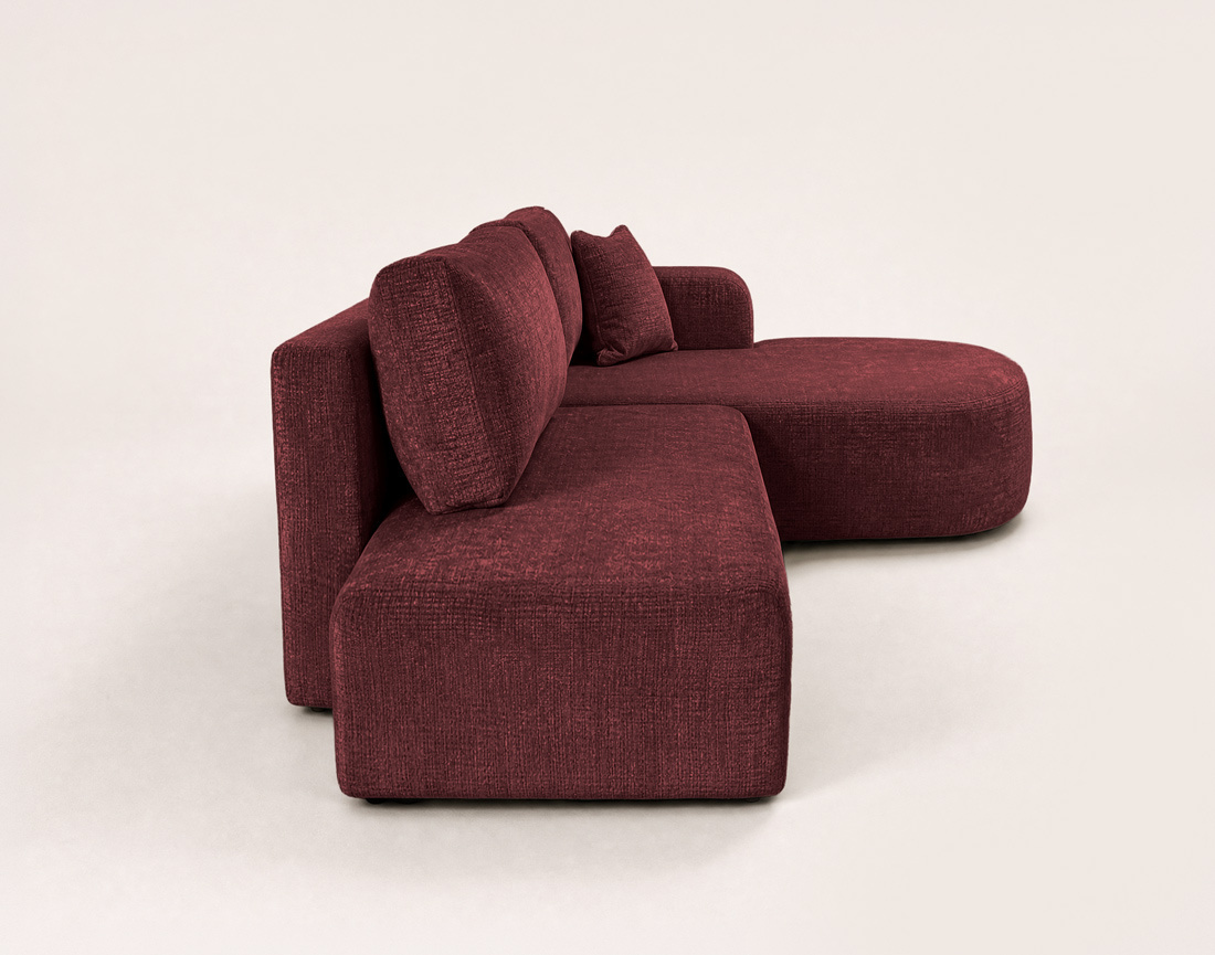 Canapé MIRO d'angle droit 4 places convertible avec coffre sans accoudoirs en velours texturé | Best Mobilier