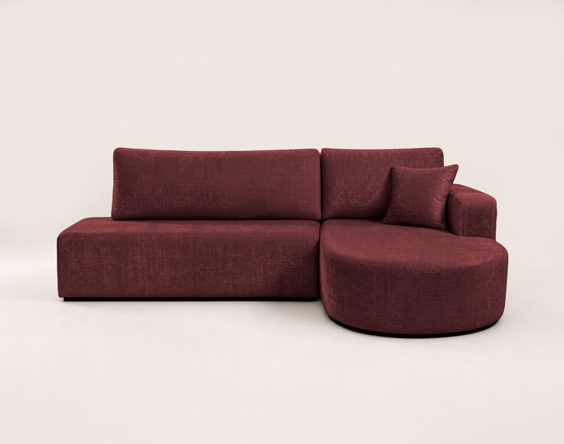 Canapé MIRO d'angle droit 4 places convertible avec coffre sans accoudoirs en velours texturé | Best Mobilier