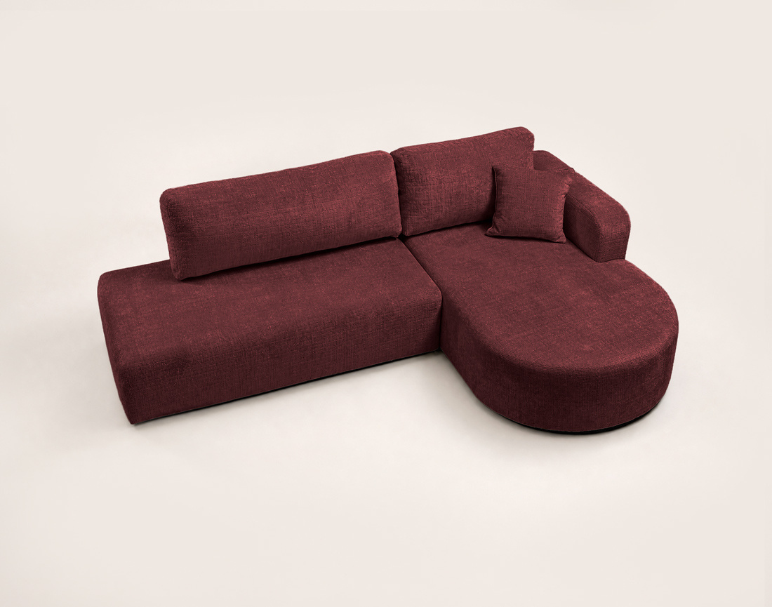 Canapé MIRO d'angle droit 4 places convertible avec coffre sans accoudoirs en velours texturé | Best Mobilier