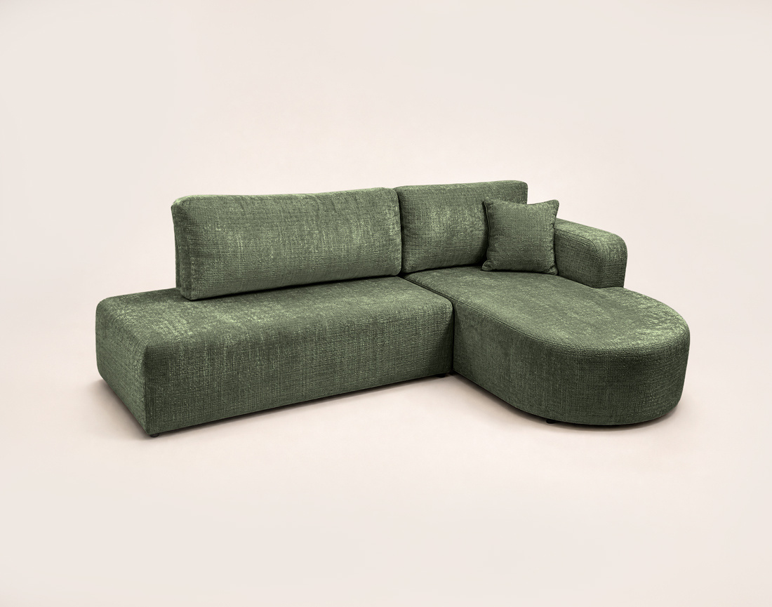 Canapé MIRO d'angle droit 4 places convertible avec coffre sans accoudoirs en velours texturé | Best Mobilier