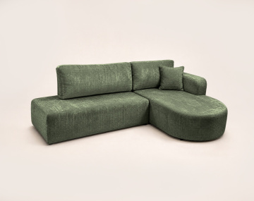 Canapé MIRO d'angle droit 4 places convertible avec coffre sans accoudoirs en velours texturé | Best Mobilier