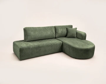Canapé MIRO d'angle droit 4 places convertible avec coffre sans accoudoirs en velours texturé | Best Mobilier