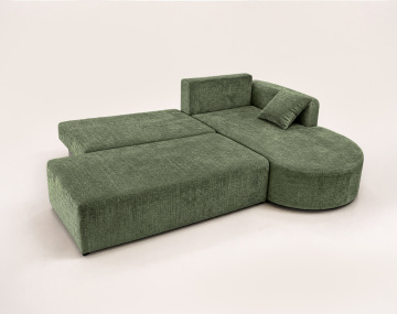 Canapé MIRO d'angle droit 4 places convertible avec coffre sans accoudoirs en velours texturé | Best Mobilier