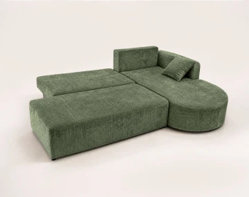 Canapé MIRO d'angle droit 4 places convertible avec coffre sans accoudoirs en velours texturé | Best Mobilier