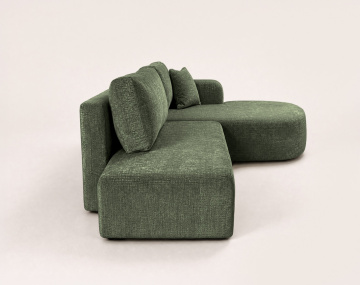 Canapé MIRO d'angle droit 4 places convertible avec coffre sans accoudoirs en velours texturé | Best Mobilier