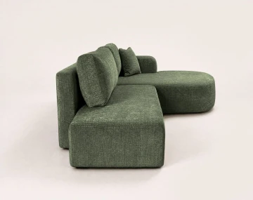 Canapé MIRO d'angle droit 4 places convertible avec coffre sans accoudoirs en velours texturé | Best Mobilier