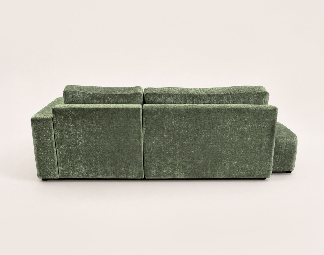 Canapé MIRO d'angle droit 4 places convertible avec coffre sans accoudoirs en velours texturé | Best Mobilier