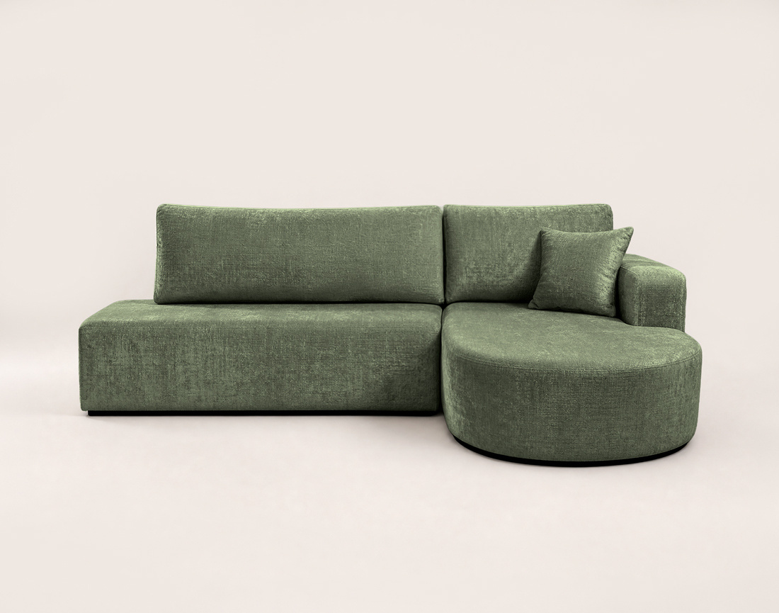 Canapé MIRO d'angle droit 4 places convertible avec coffre sans accoudoirs en velours texturé | Best Mobilier