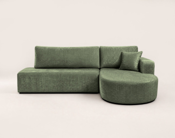 Canapé MIRO d'angle droit 4 places convertible avec coffre sans accoudoirs en velours texturé | Best Mobilier