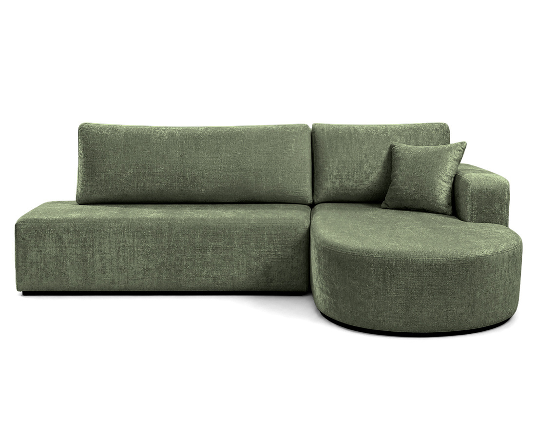 Canapé MIRO d'angle droit 4 places convertible avec coffre sans accoudoirs en velours texturé | Best Mobilier