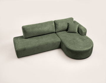 Canapé MIRO d'angle droit 4 places convertible avec coffre sans accoudoirs en velours texturé | Best Mobilier