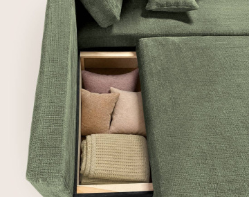 Canapé MIRO d'angle droit 4 places convertible avec coffre sans accoudoirs en velours texturé | Best Mobilier