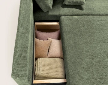 Canapé MIRO d'angle droit 4 places convertible avec coffre sans accoudoirs en velours texturé | Best Mobilier