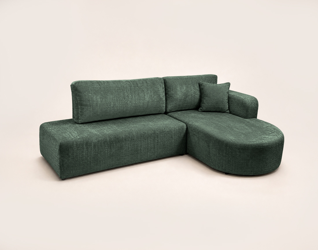 Canapé MIRO d'angle droit 4 places convertible avec coffre sans accoudoirs en velours texturé | Best Mobilier